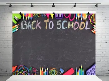 

VinylBDS Back To School Season Photography Backgrounds Blackboard Pencil School Photo Backdrop Studens Graffiti Studio Backdrop