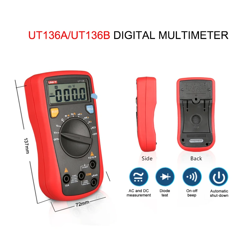 UT136D карманный цифровой мультиметр с автоматическим диапазоном низкое
