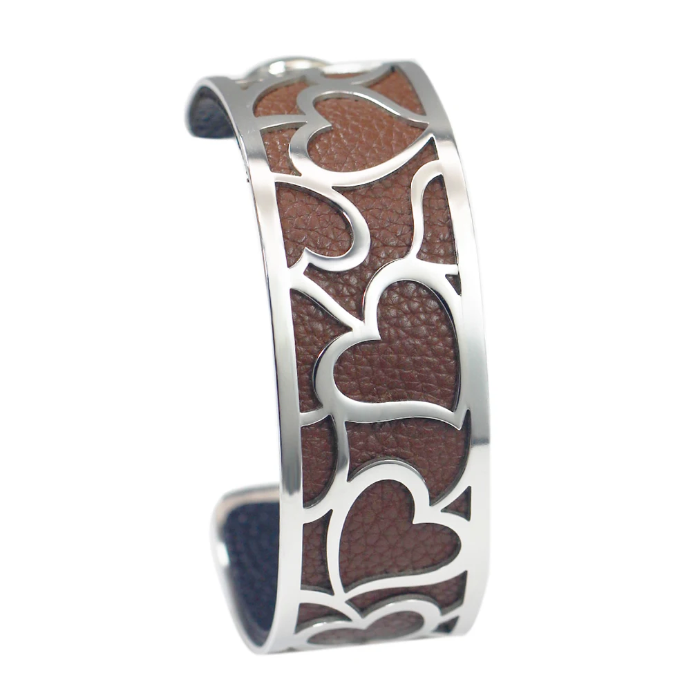 Legenstar браслет в форме сердца 25 см bijoux acier inoxydable femme manchette Двусторонний кожаный браслет ювелирное изделие - Окраска металла: 10