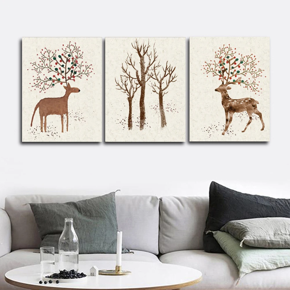 

Elks Abstract Wall Pictures Poster Print Canvas Painting Calligraphy Decorative for Living Room Bedroom Home Decor Frameless