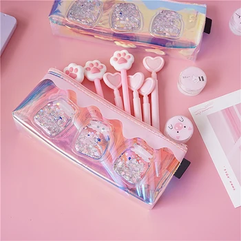

Kawaii Transparent Laser Pencil Bag Big Capacity Sparkly Milk Bottle Pencil Storage Cosmetic Bag Pouch Travel Organizer Case