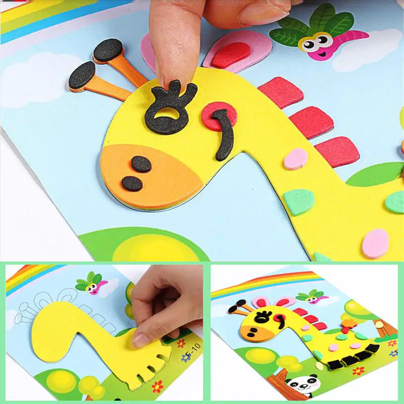BalleenShiny DIY детские наклейки, игрушки-головоломки, Мультяшные животные, EVA трехмерная детская паста, развивающие игрушки