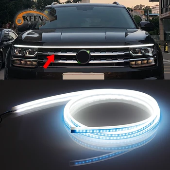 

OKEEN New Design 180cm Cars DRL LED Daytime Running Lights Strip White for Car Front Headlight Hood 12V Waterproof easy install