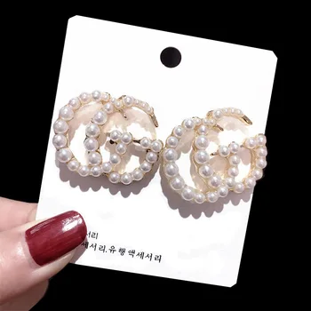 

New Korean Version Of The Cold Wind Fairy Temperament Personality Wild Pearl Exaggerated Big Circle Earrings Earrings Earrings