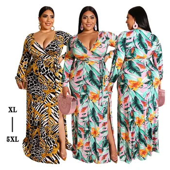 

Large Size Elegant Women's Floral Print Long Maxi Dress Evening Party Beach Dress Summer Sleeveless Long Flower Sundres Plus Siz