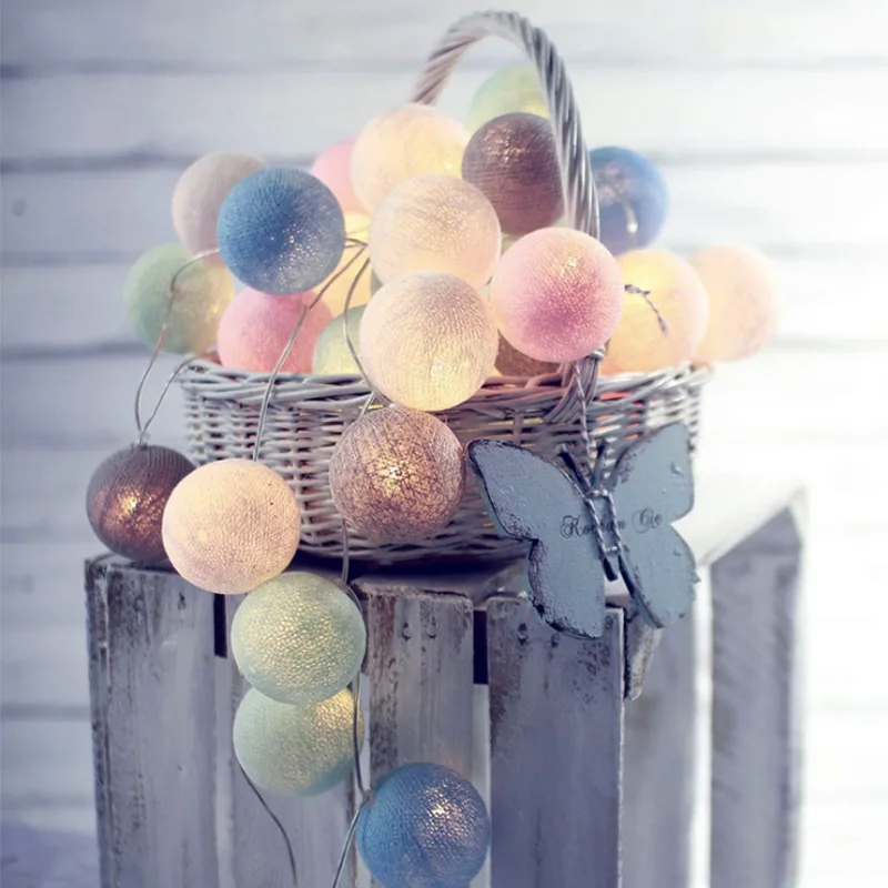 

Colorful String Lights Christmas Decoration Cotton Ball String Lights Xmas Tree Ornaments Home Decor Lantern Lights