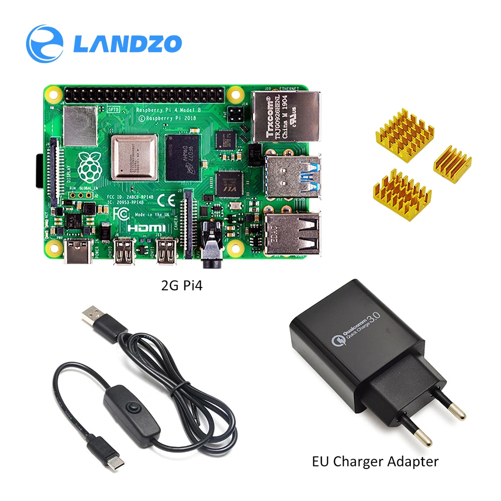  2019 new Original Raspberry Pi 4 Model B 2GB/4GB Starter Kit with power switch line EU/US Charger A