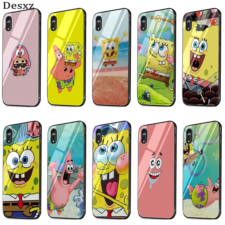 Tempered Glass Case BFF Spongebob Anti-knock Cover For iPhone X 6 6s 7 8 Plus XS XR Max 5 5s SE Cases |