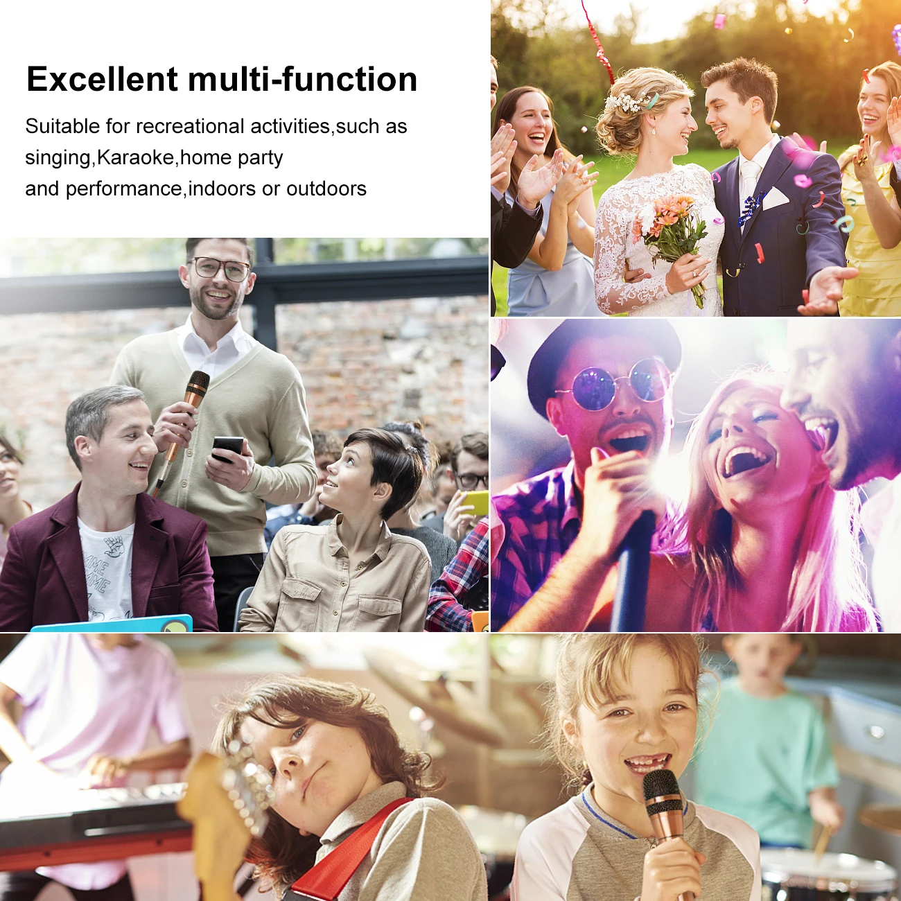 Universal Wired Uni-Directional Handheld Dynamic Microphone Noise Isolation Gold For Outdoor Karaoke Meeting Singing