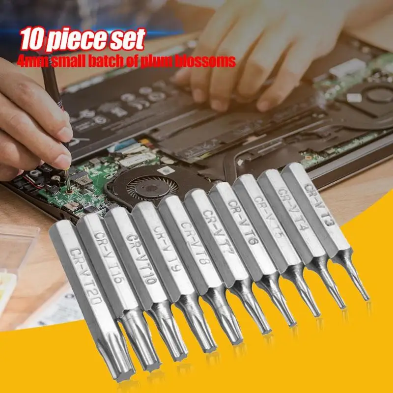 10 шт. CR V Torx биты T3 T4 T5 T6 T7 T8 T9 T10 T15 T20 мобильного ремонта бит|Отвертка| |