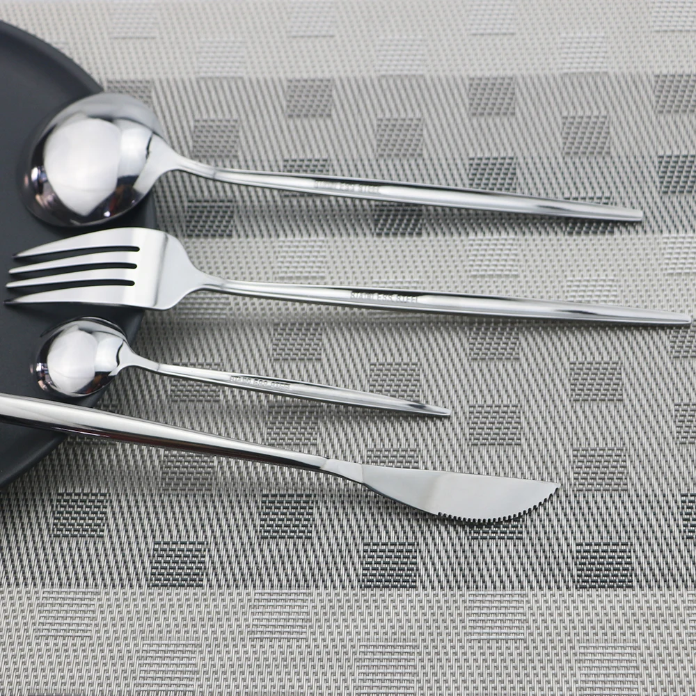 4 шт черный набор посуды 18/10 столовые приборы из нержавеющей стали Радужный набор посуды нож вилка ложка набор серебряных изделий набор столовой посуды для кухни