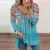 Women's Plus Size Tops Blouse Shirt Floral Cut Out Zipper Long Sleeve V Neck Streetwear Daily Going out Cotton Blend Spring Summer Blue White 1