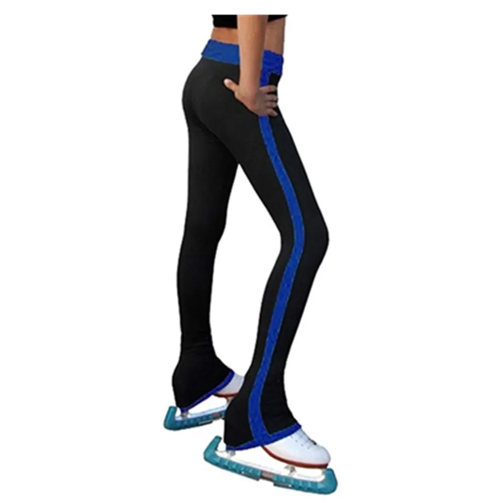 Ice Figure Skating Pants Women's Girls Stretch Fabrics Multicolor Vertical Color Stripes Blue Purple Training Teens Kids