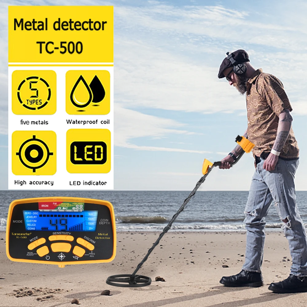 TC500 Metal Detector Underground Professional Depth Search Finder Gold Detector Treasure Hunter Detecting Pinpointer Waterproof