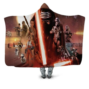 

Anime Movie Star Wars Printed Double Velvet Soft Hooded Blanket sherpa blanket Warm Home Wearable Fleece Watching Blanket Quilt