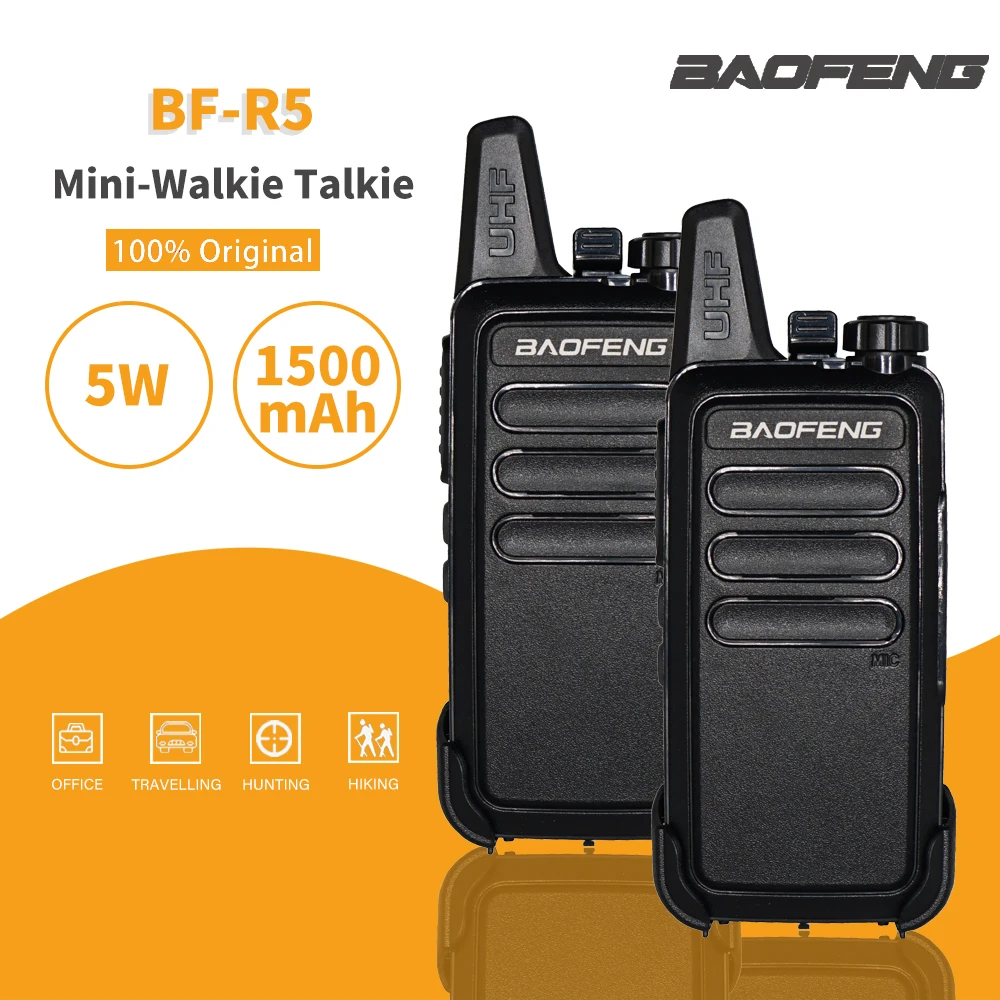 Baofeng BF-R5 мини-рация USB быстрая зарядка Fm приемопередатчик UHF 400-470MHz портативный CB Ham Радио удобный двухстороннее радио KD-C1
