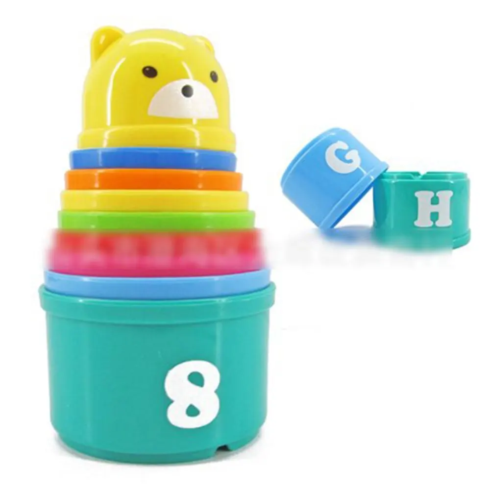 8PCS Stacking Cups Educational Baby Toys Bathtub Toys Figures Letters Stack Cup Tower Children Early Intelligence