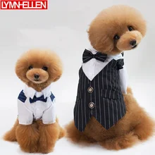 Осенняя и зимняя новая стильная одежда для собак, Свадебный костюм, рубашка для маленьких плюшевых собак, галстук-бабочка, смокинг джентльмена, Рождественский костюм для домашних животных