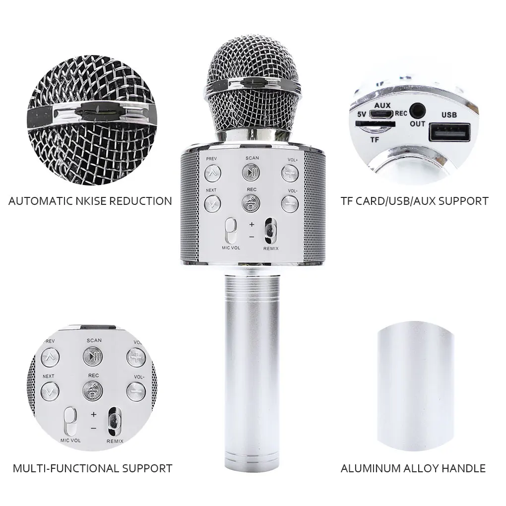 WS858 Portable Bluetooth Karaoke dj Microphone Wireless Professional Speaker Home KTV Handheld Microphone mikrofon karaoke microphone