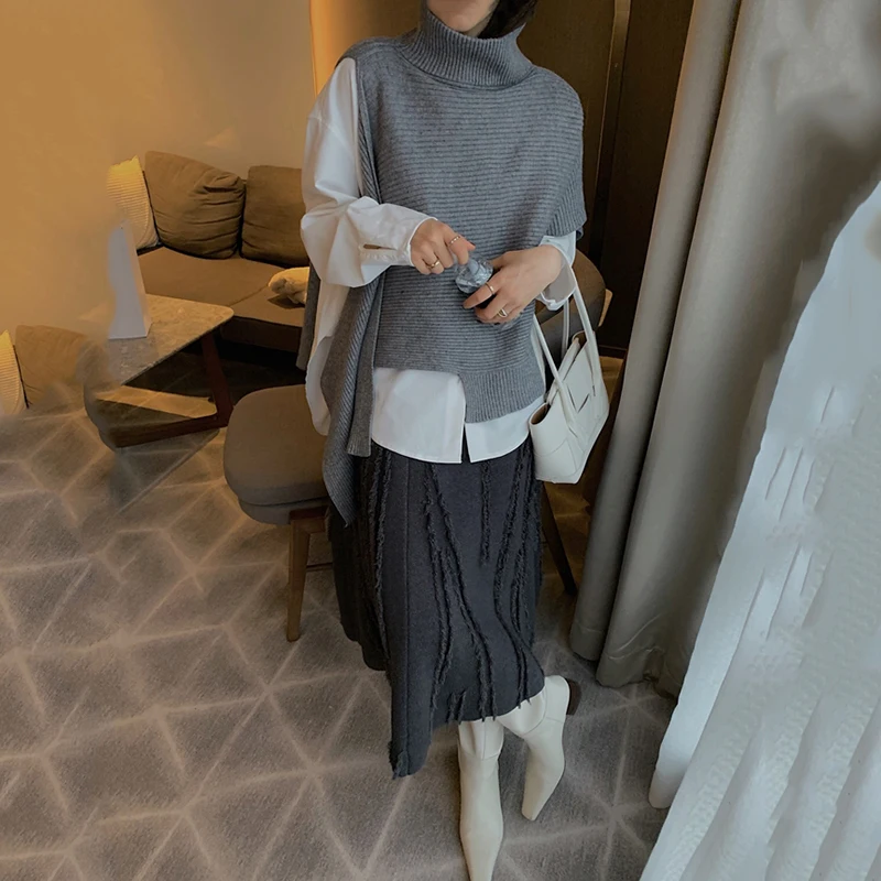 [EAM] Irregular Big Size Knitting Sweater Loose