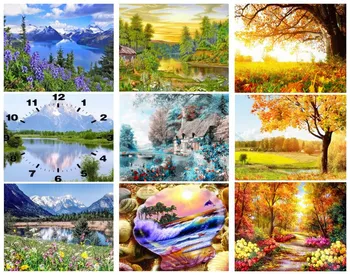 

5D DIY diamond painting Landscape painting in Autumn diamond whole picture Diamond needlework embroidery Natural Scenery