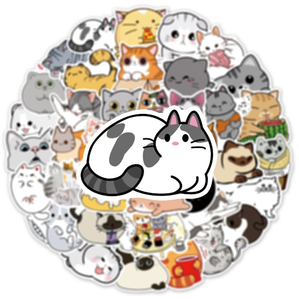 10/30/50pcs Cute Cat Animal Graffiti Stickers DIY Toys Scrapbook Suitcase Phone Laptop Guitar Bike Fridge Car Cartoon Decal Gift cartoon stickers cat stickers animal stickers kawaii stickers graffiti stickers cartoon animal stickers
