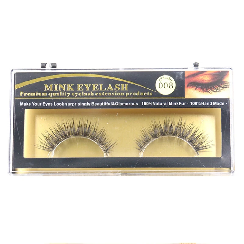 

1 Pairs 100% Real Mink Soft Natural Cross long EyeLahes Makeup Extensions (Color: Black)
