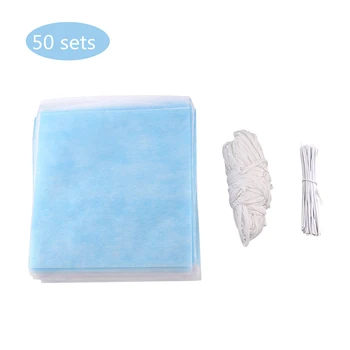 

50 sets DIY Disposable Mask Material Mask Ropes Elastic Bands Non Woven Fabric Disposable Anti-dust Face Masks DIY Material Sets