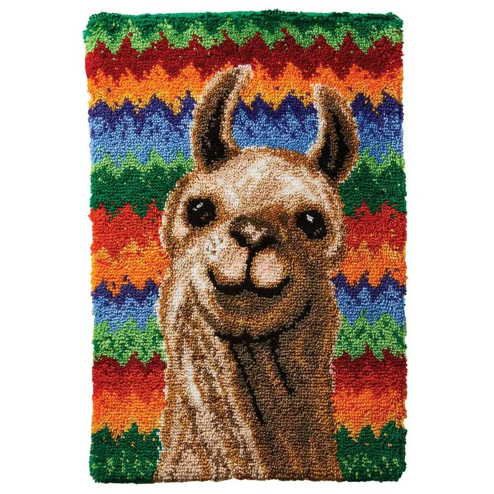 

Tapestry Diy Latch Hook Kits With Printed Canvas Alpaca Soft Simple Embroidery Crafts for Adults Hobby Decor Home Decoration