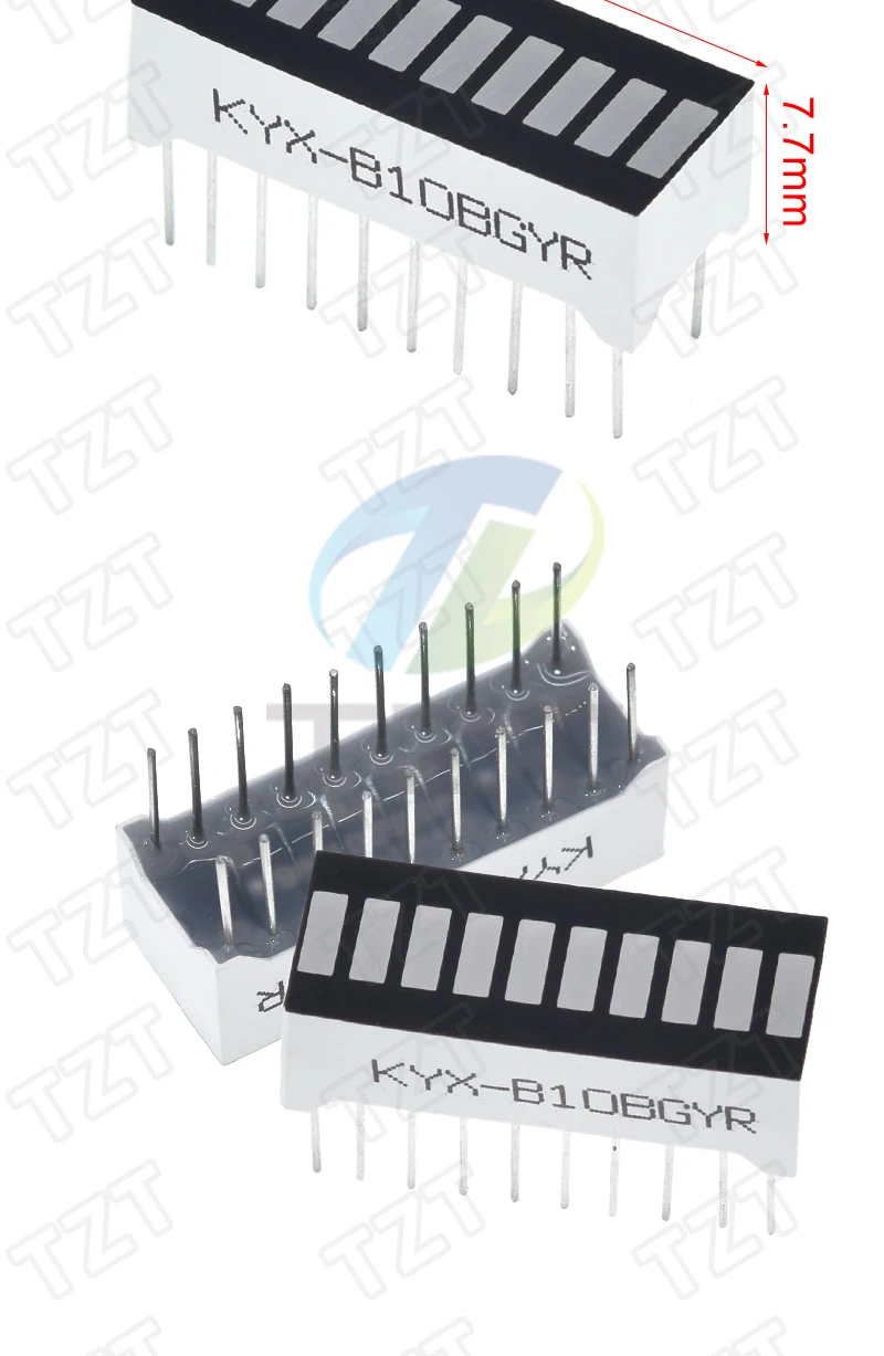 TZT 1/3/5PCS 10 Gitter digitale Segment-LED-Lichtleiste superhell 2 rot + 3 gelb + 4 grün + 1 blaues Licht flache Röhre B10BRYGB – Detail 4