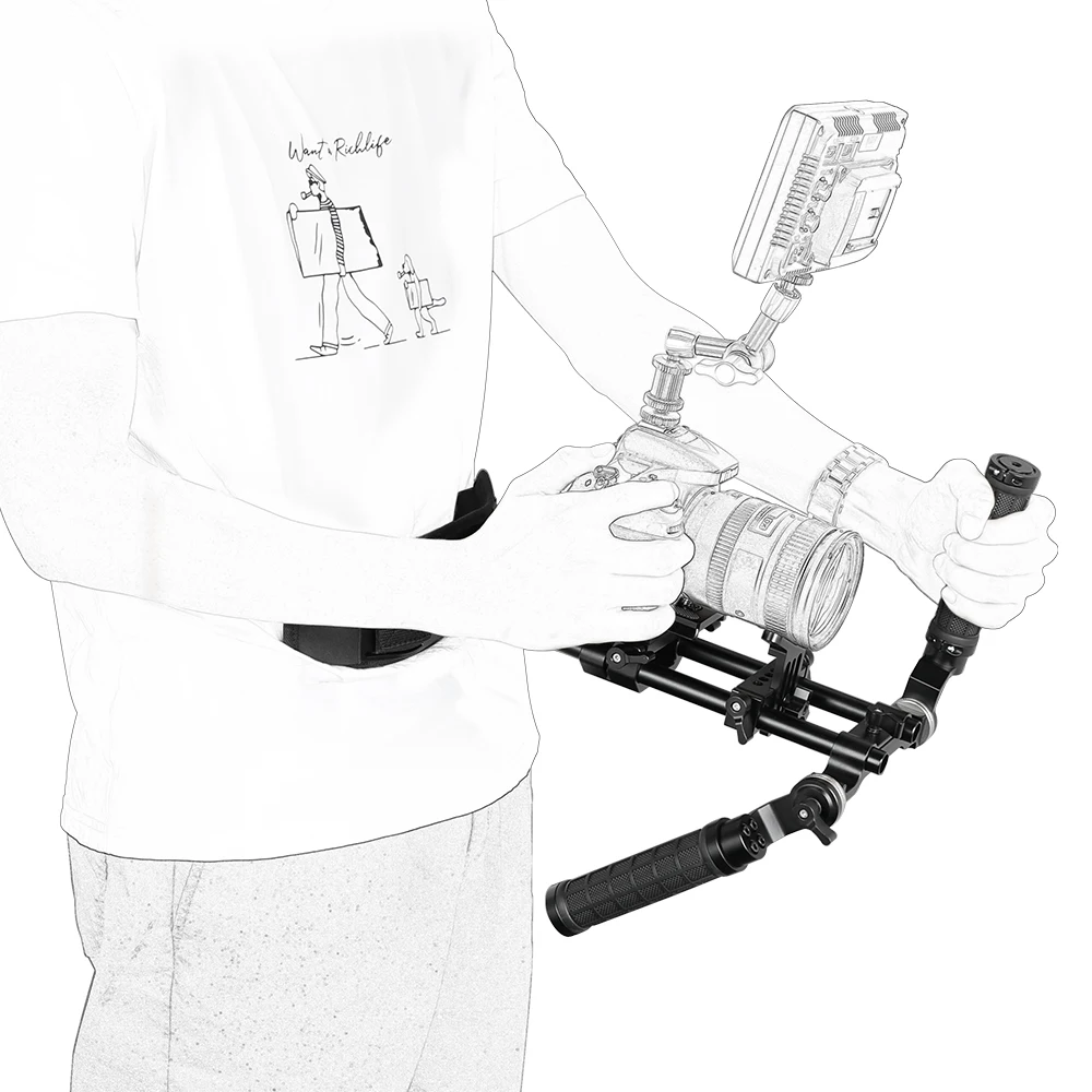 Sistema de Apoio Ajustável com Suporte de Lente para Câmeras Kayulin Peito Estabilizador Dupla Aperto 360 ° Dslr dv Mão - Image 6