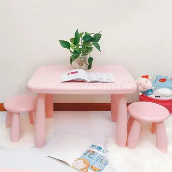 

256 Children's Desk And Chair Set Kindergarten Desk And Chair Plastic Game Table For Dinner, Drawing Table, Removable Baby