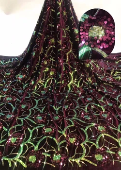 

Colorful African Lace Fabric High Quality Bridal Lace Sequins Lace Fabric Nigerian Mesh Net Lace Fabrics for Wedding