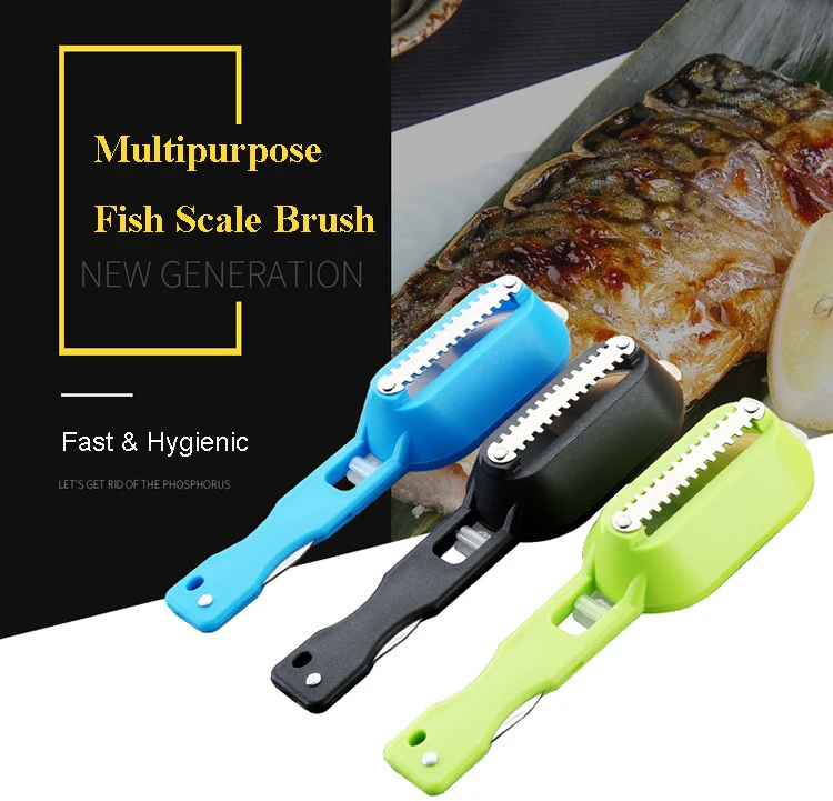 Description Picture 2 of itemWIKHOSTAR Fish Skin Brush Fish Scale Scraper Fast Remove Fish Knife Cleaning Peeler Scaler Scraper Kitchen Seafood Tools