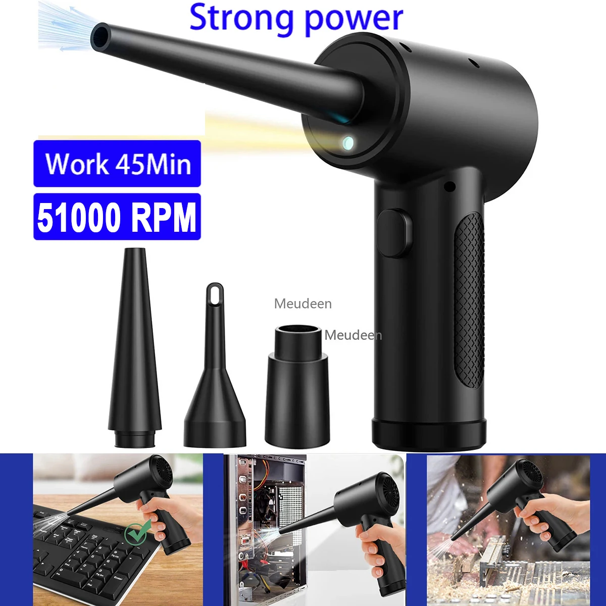 Computers Wireless Air Duster USB-C Vacuum Cleaner Blower Handheld Compressed Cordless Tool PC Laptop Car Keyboard 15000mAh ladies laptop bag