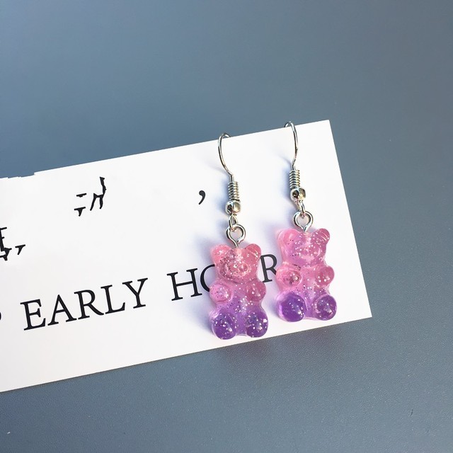 Colorful Gummy Bears Dangle Earrings Trendy Style Color Animal Bear Earring For Women Girls Fashion Jewelry Accessories
