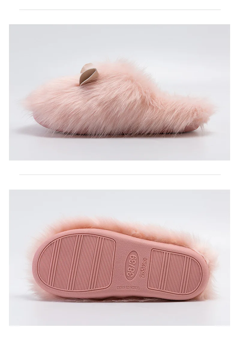 Suihyung New Winter Women Indoor Shoes Furry Rabbit Hair Home Slippers Warm Soft Bottom Fluffy Slippers Ladies Animal Fur Slides