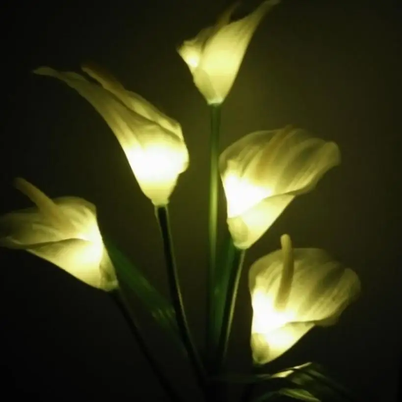 Yfashion на солнечных батареях 5 светодиодов Pin лампа имитирует Calla Lily ночник украшение двора, сада