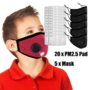 

5 PC Kids Anti Pollution PM2.5 Cartoon Mouth Face Mask Breath Valves Filter Papers Kid Anti-Dust Mask Activated Carbon Filter