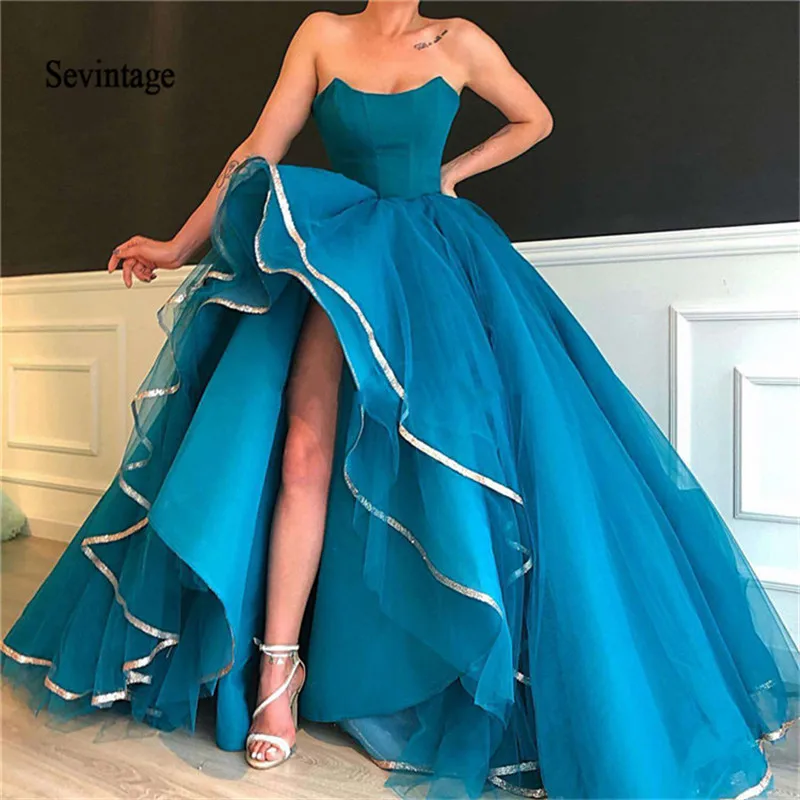 Женское вечернее платье без рукавов Sevintage асимметричное из тюля бретелек