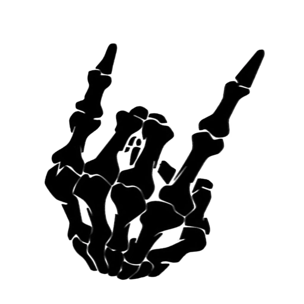 Rock Finger Skeleton Hand Cartoon Vinyl Decal Sticker (7inch Tall)