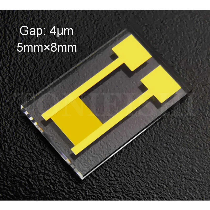 

4μm transparent interdigital electrode quartz glass capacitor array MEMS gas biosensor photoelectric detection