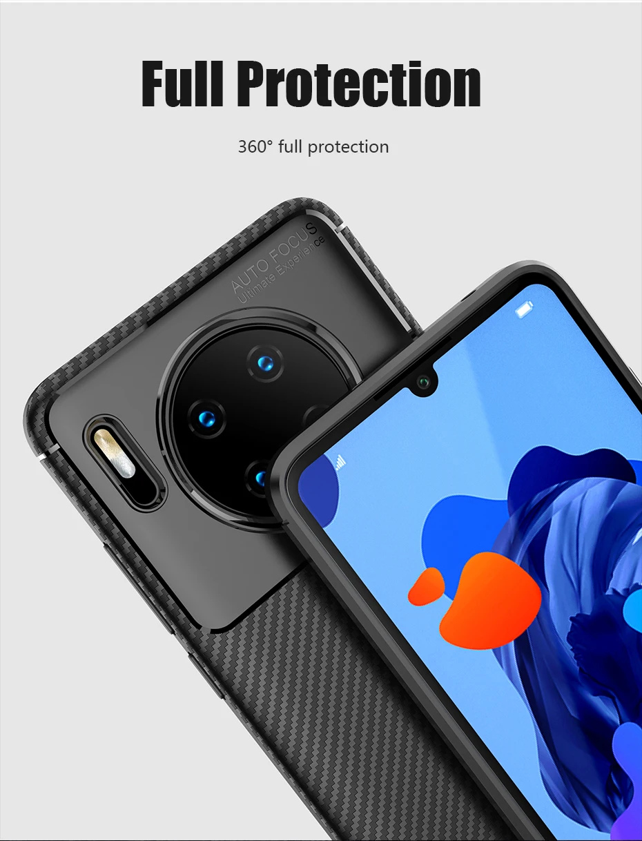 Для huawei mate 30 Чехол из углеродного волокна Полная защита Мягкая силиконовая задняя накладка чехла из ТПУ для huawei mate 30 Pro Чехол