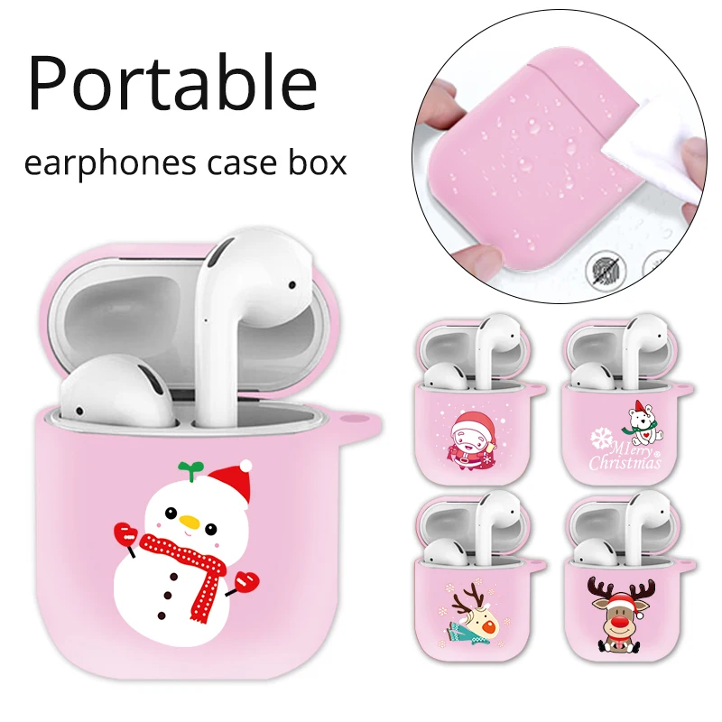 

Snowman Wireless Charge Bluetooth Earphone Case For Airpods Christmas Elk Bear Tree Silicone Protective Box For Airpods Cartoon