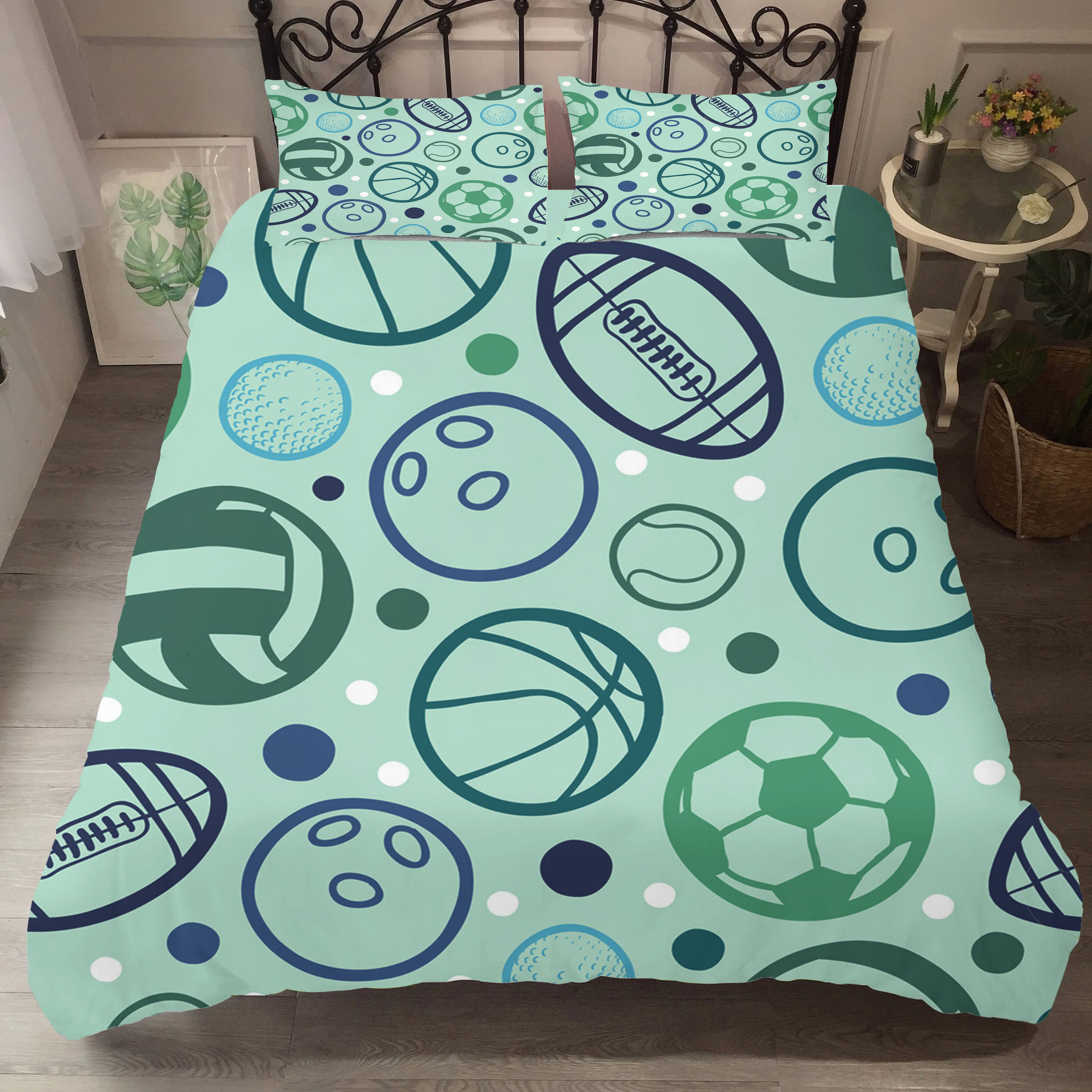 

3d Bedding Set Duvet Cover Football basketball rugby Printed Comforter Bedroom Clothes with Pillowcases for Boy