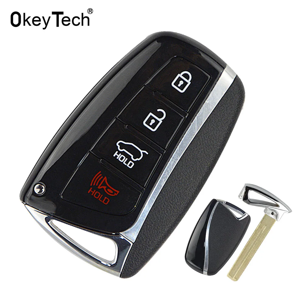 Okeytech 4 botões escudo da chave do carro para hyundai genesis 2013-2015 santa fe equus azera peça de controle remoto substituição do carro chave caso