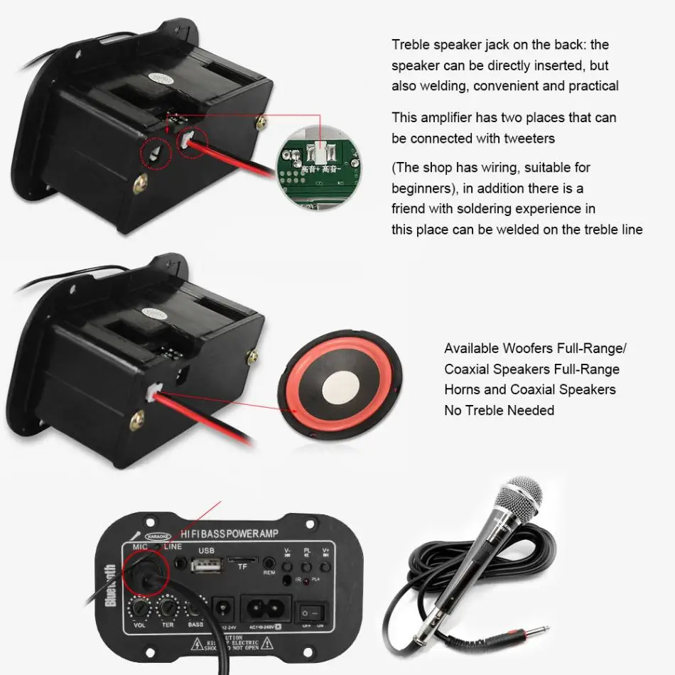 5Inch 25W HI-FI Car Audio Power Amplifier FM Radio Player Support MIC SD USB DVD MP3 Input for Car Motorcycle Home