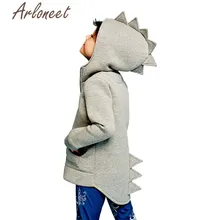 ARLONEET/детское хлопковое пальто; пальто на молнии для девочек; Верхняя одежда с капюшоном в стиле динозавра из мультфильма; осенняя куртка; пальто для малышей; Длинная Верхняя одежда для мальчиков
