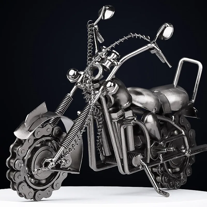 Classic Motorcycle Iron Pen Stand Sculpture - Metal Handmade Craft