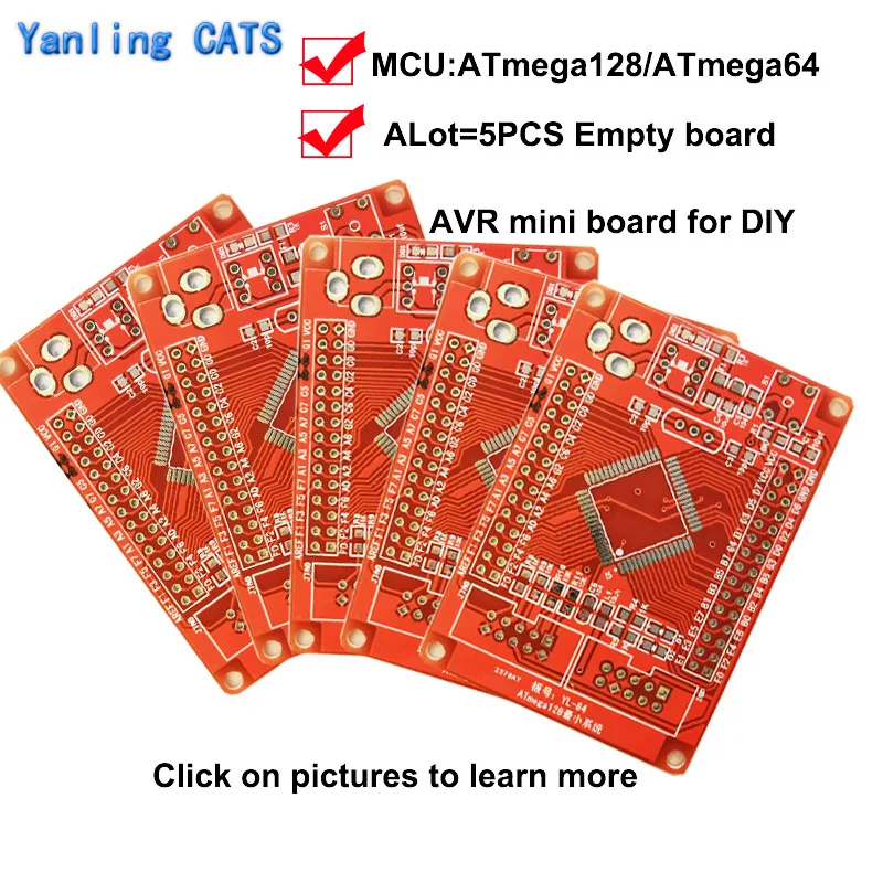 Placa de desarrollo del microcontrolador ATmega128 64 AVR, placa de circuito impreso vacío para bricolaje, módulo electrónico, YL-84